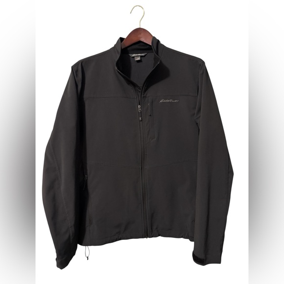 🔥 Eddie Bauer Black Softshell Jacket Men’s XL Full Zip 26” P2P - Picture 1 of 7